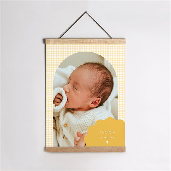 Affiche naissance Jaune vichy réf.N260603