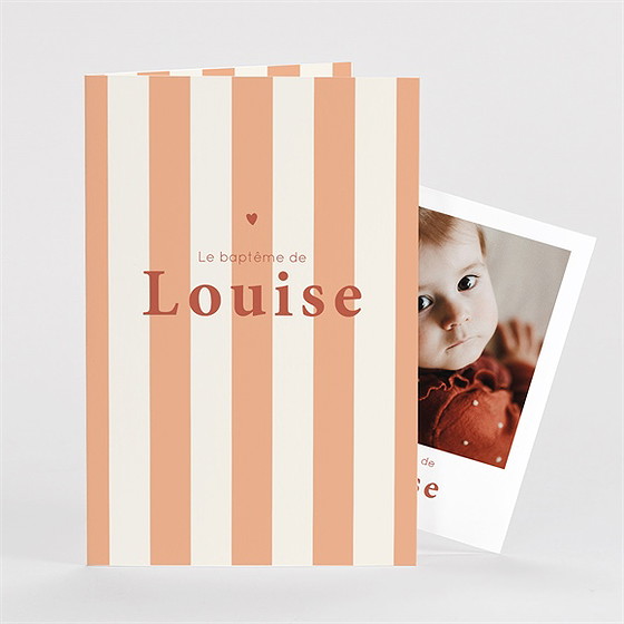 Faire-part de baptême rayures vintage