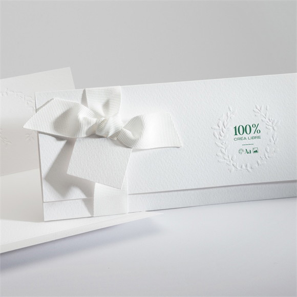 Faire-part mariage Pochette gaufrage couronne réf.N94190