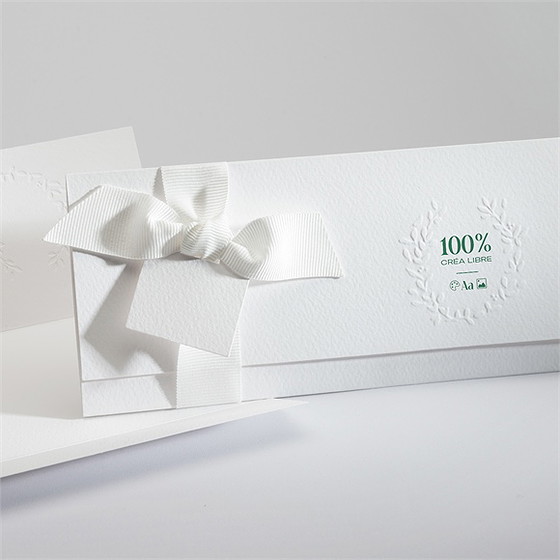 Faire-part mariage pochette gaufrage couronne
