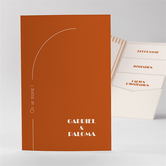 Faire-part mariage terracotta estival pocketfold