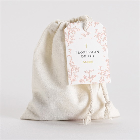 Pochon profession de foi toile de jouy