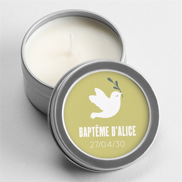 Bougie baptême Colombe d'espérance argent réf.N3602553