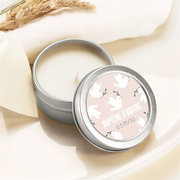 Bougie baptême Envolée de colombes argent réf.N3602559