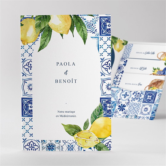 Faire-part mariage dolce vita citron