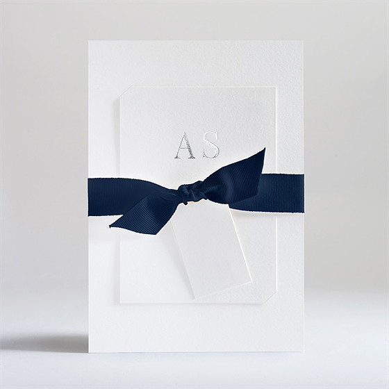 Faire-part mariage vierge initiales argentées