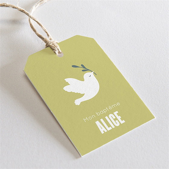 Etiquette baptême colombe d'espérance