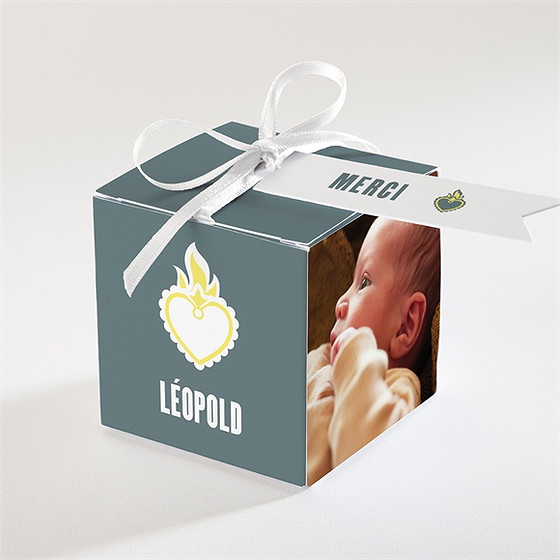 Boîte de dragées baptême coeur sacré