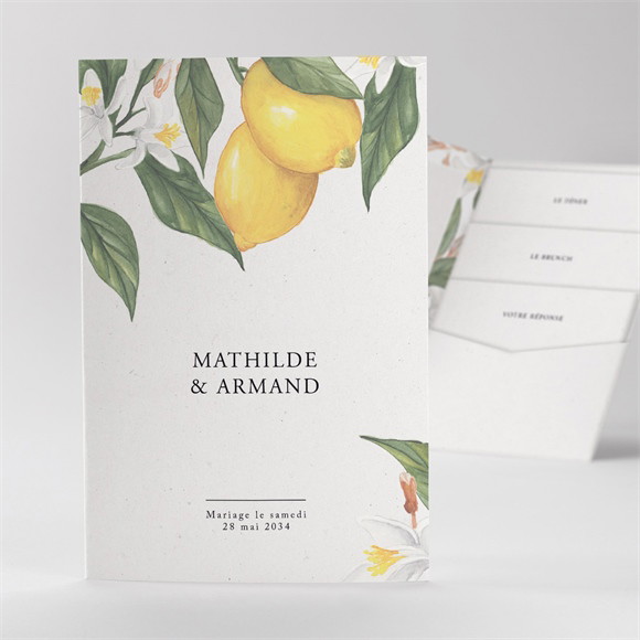 Faire-part mariage Citron pocketfold réf.N841114