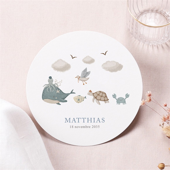 Faire-part naissance Mer rond réf.N321295