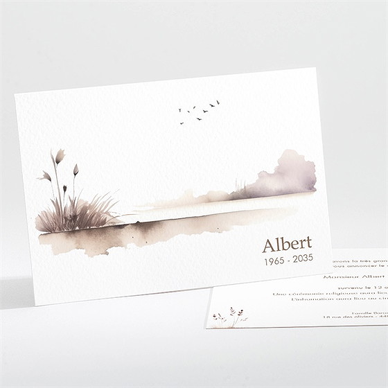 Faire-part décès roseaux aquarelle