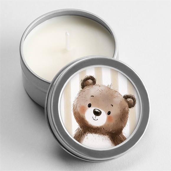 Bougie baptême Ours en rayures argent réf.N3602575