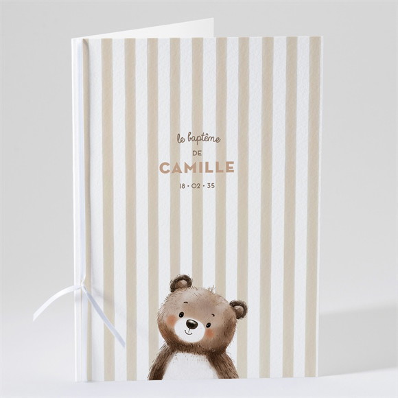 Livret de messe baptême Ours en rayures réf.N491641