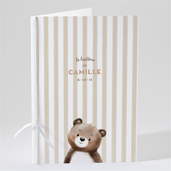 Livret de messe baptême ours en rayures