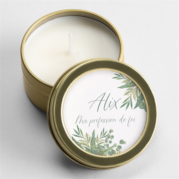 Bougie profession de foi Croix et feuillage réf.N3602587