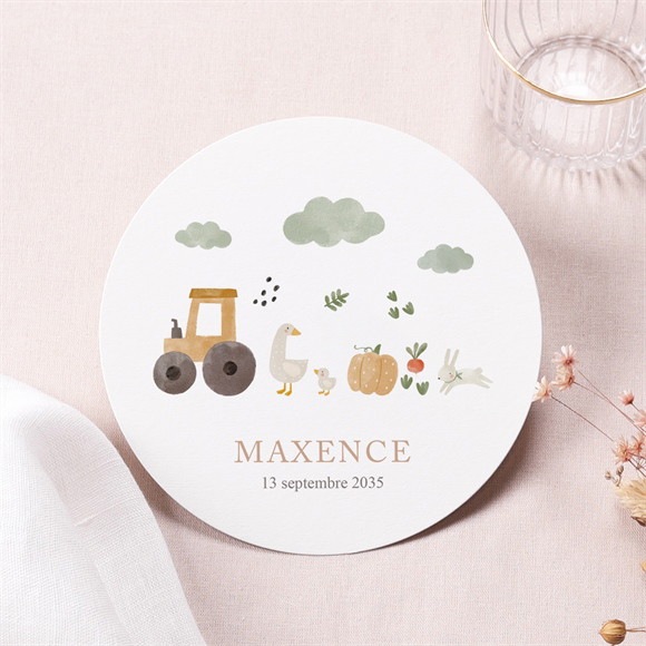 Faire-part naissance Dans la ferme rond réf.N321298