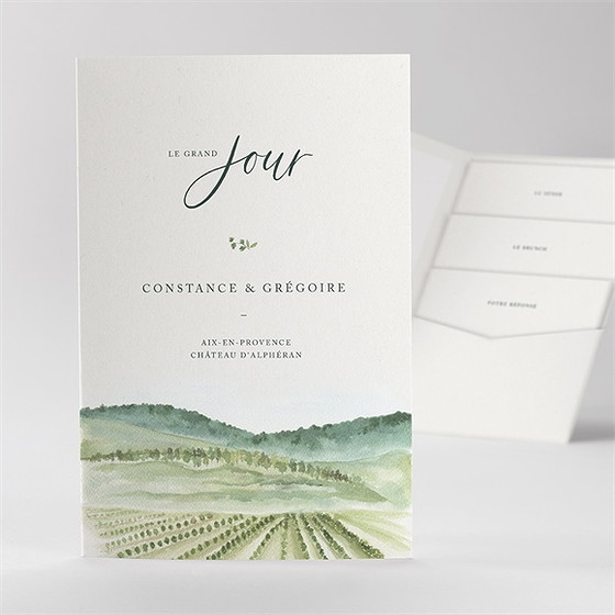 Faire-part mariage vigne pocketfold