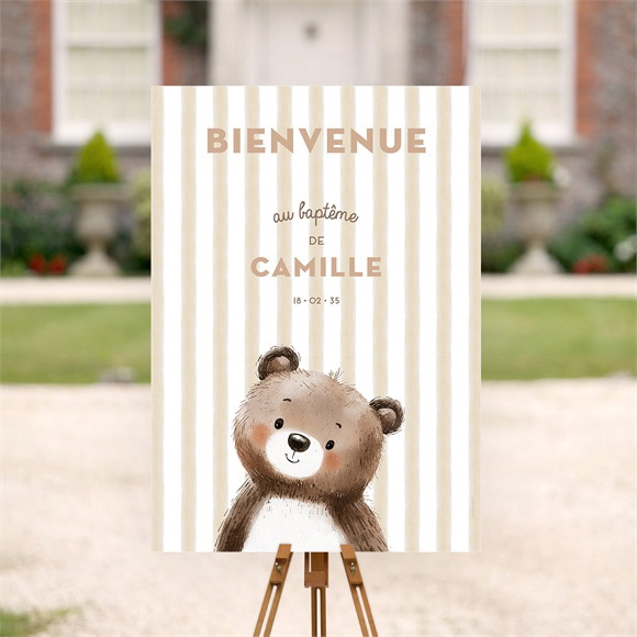 Panneau bienvenue Ours en rayures réf.N260624