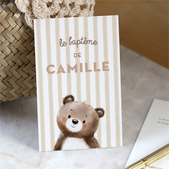 Signet baptême Ours en rayures réf.N69126