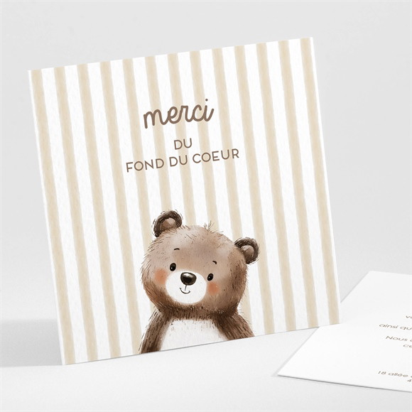Remerciement baptême Ours en rayures réf.N301669