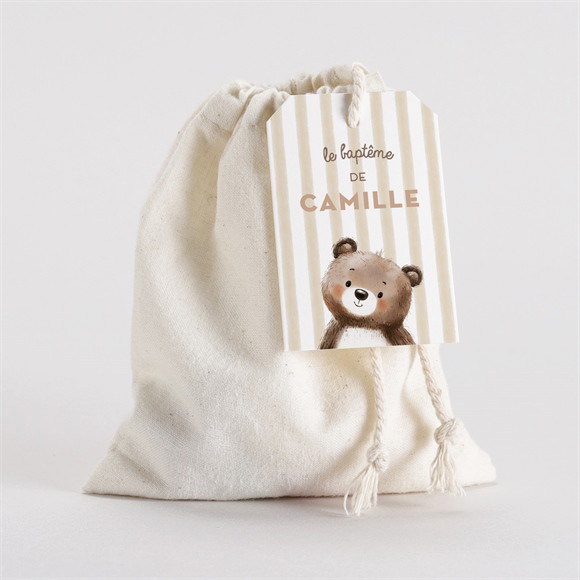 Pochon baptême Ours en rayures réf.N2911251