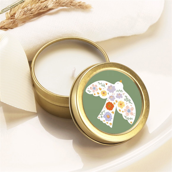 Bougie baptême Colombe fleurie réf.N3602610