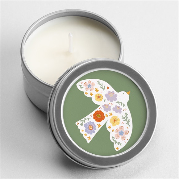 Bougie baptême Colombe fleurie argent réf.N3602611