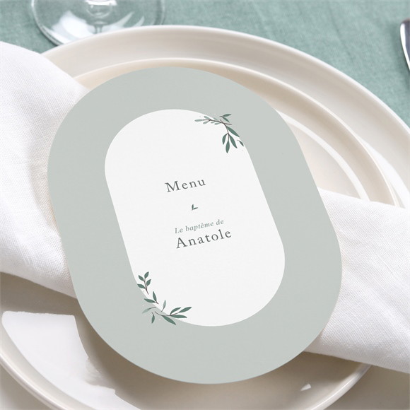 Menu baptême Photo vert sauge réf.N67111