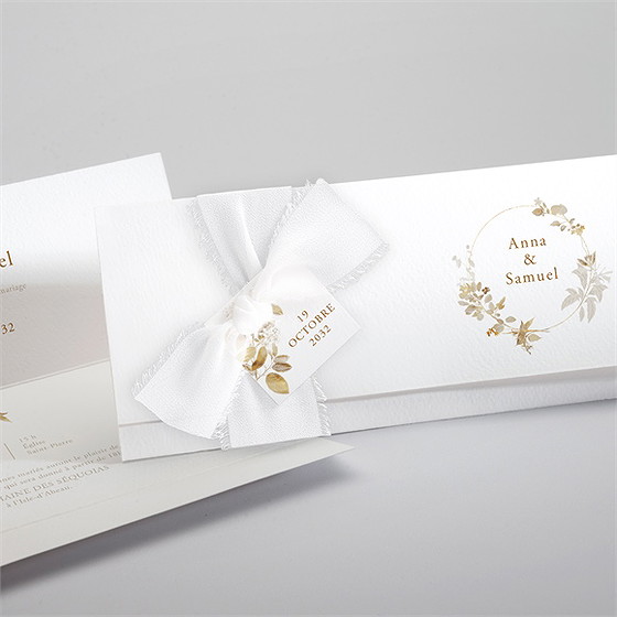 Faire-part mariage délicatesse végétale pochette