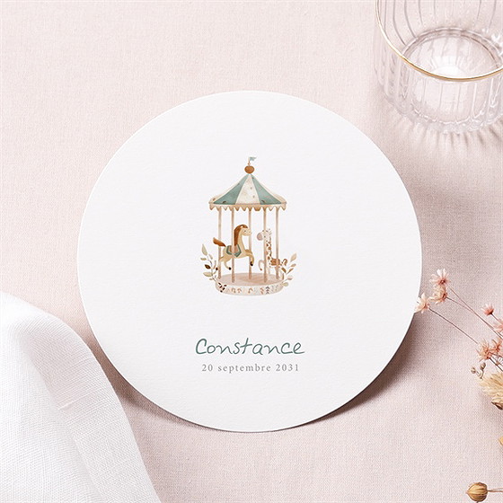 Faire-part naissance petit carrousel rond
