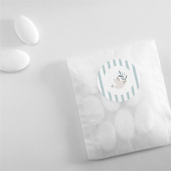 Sticker baptême Colombe et rayures réf.N3602616