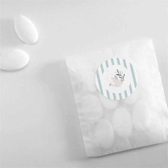 Sticker baptême colombe et rayures