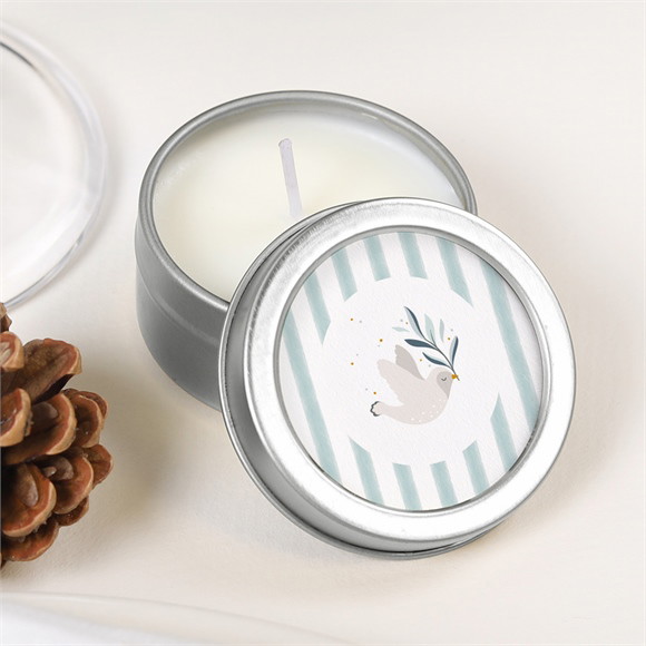 Bougie baptême Colombe et rayures argent réf.N3602618