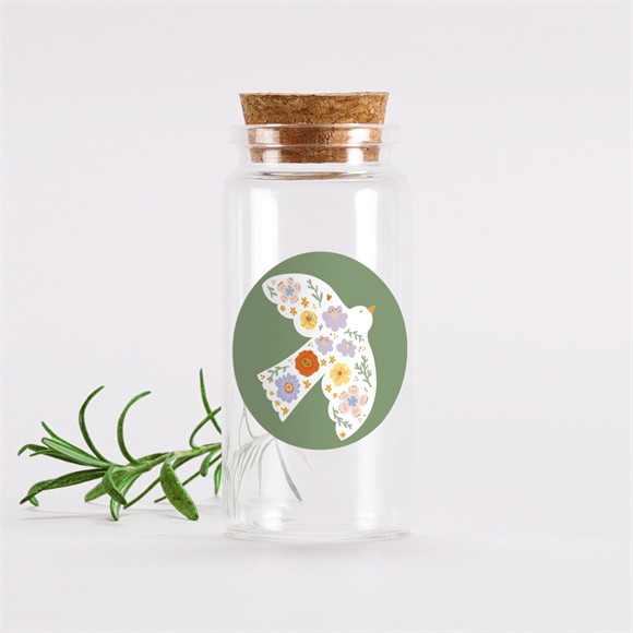 Mignonette baptême Colombe fleurie sticker réf.N3602620