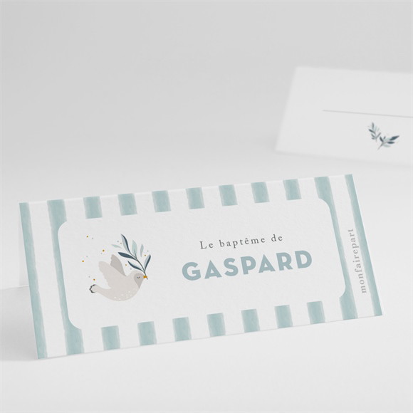Marque-place baptême Colombe et rayures réf.N4401066