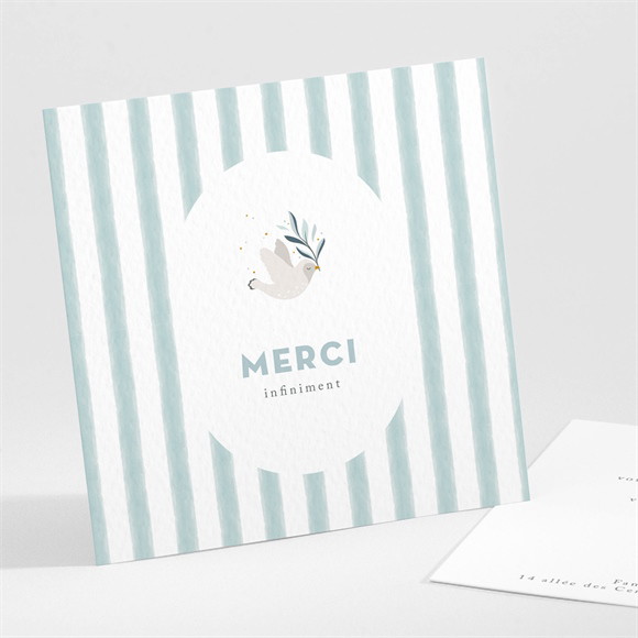 Remerciement baptême Colombe et rayures réf.N301673