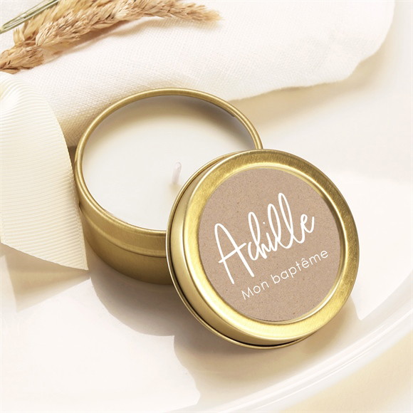 Bougie baptême Kraft pictos réf.N3602622