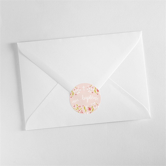 Sticker baptême douceur végétale rose
