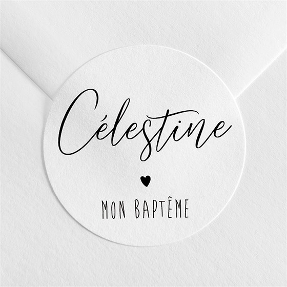 Sticker baptême pêle-mêle coeur