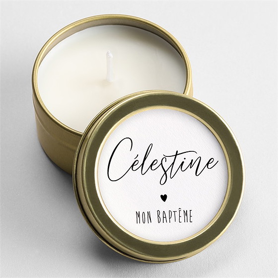 Bougie baptême pêle-mêle coeur