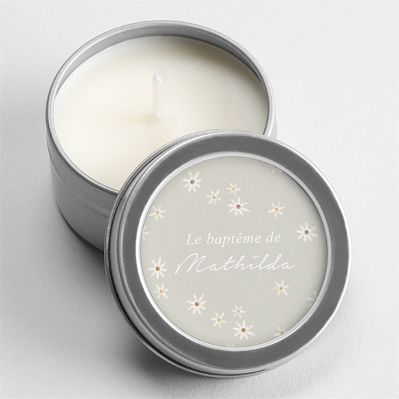 Bougie baptême Fleuri vert d'eau argent réf.N3602650
