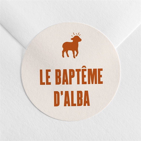 Sticker baptême rayures ocres