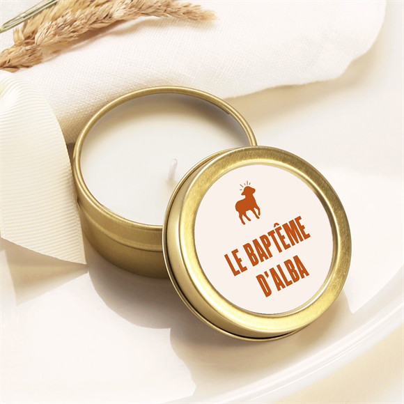 Bougie baptême Rayures ocres réf.N3602658