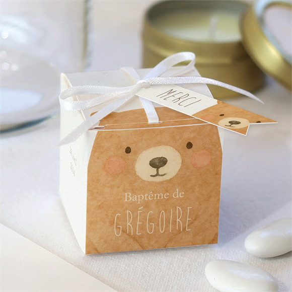 Boîte de dragées baptême Ours Mondoudou réf.N340850
