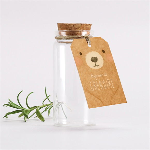 Mignonette baptême Ours Mondoudou étiquette réf.N2911266
