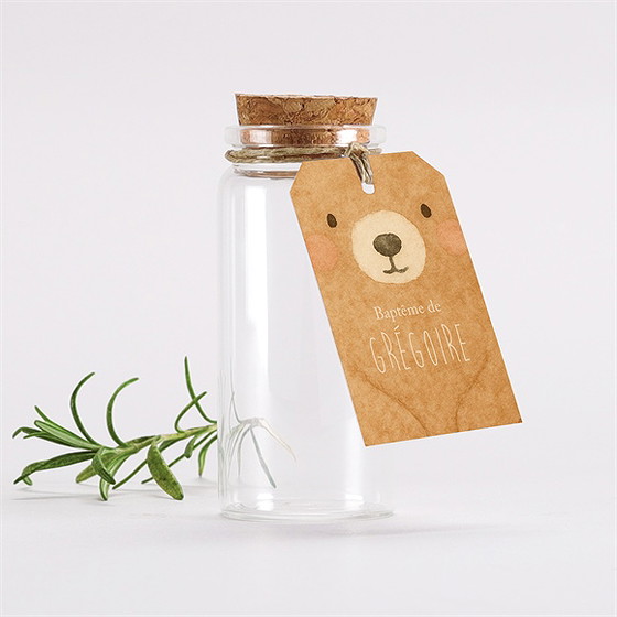 Mignonette baptême ours mondoudou étiquette