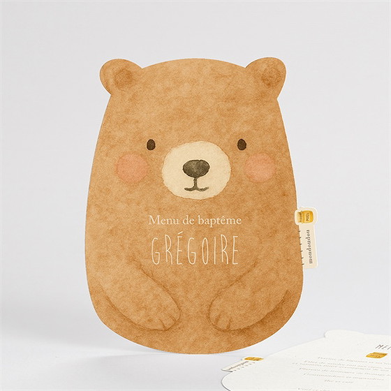 Menu baptême ours mondoudou