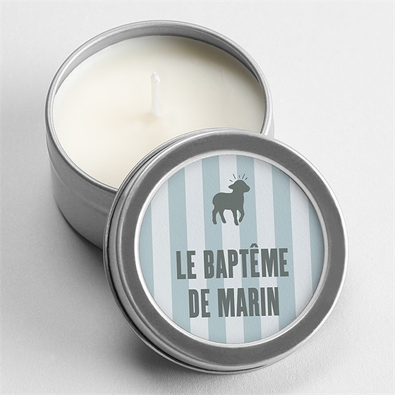 Bougie baptême mon berger argent