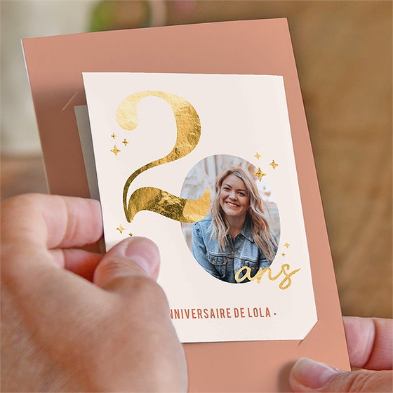 Invitation anniversaire paillette couleur 20 ans