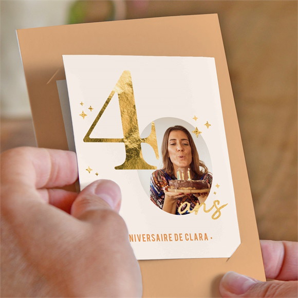 Invitation anniversaire Paillette couleur 40 ans réf.N231137